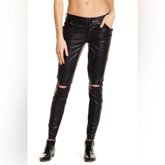 Free People One Teaspoon Apollo Pant Straight Leg Faux leather Black Size S - Picture 4 of 16